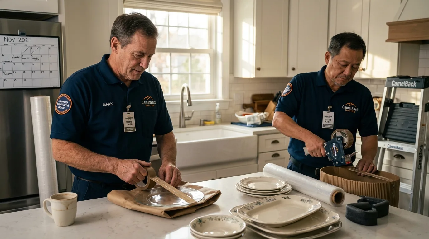 Professional crew packing kitchen dishware in Jamestown, TN
